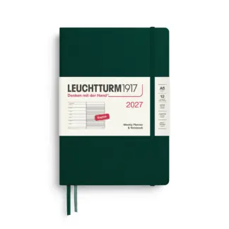 Leuchtturm1917 A5 Medium Weekly Planner/NoteBook 2027 hardcover Forest Green