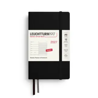 Leuchtturm1917 A6 Pocket Weekly Planner & NoteBook 2027 Hardcover Black
