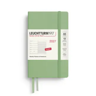 Leuchtturm1917 A6 Pocket Weekly Planner & NoteBook 2027 Hardcover Sage