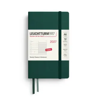 Leuchtturm1917 A6 Pocket Weekly Planner & NoteBook 2027 Hardcover Forest Green