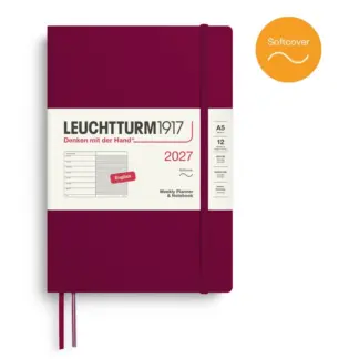 Leuchtturm1917 A5 Medium Weekly Planner & NoteBook 2027 softcover Port Red