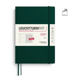 Leuchtturm1917 A5 Medium Weekly Planner & NoteBook 2027 softcover Forest Green