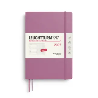 Leuchtturm1917 A5 Medium Weekly Planner & NoteBook Dotted 2027 hardcover Dusty Rose