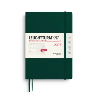 Leuchtturm1917 A5 Medium Weekly Planner & NoteBook Dotted 2027 hardcover Forest Green