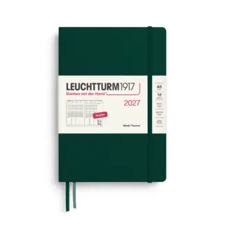 Leuchtturm1917 A5 Medium Week Planner 2027 hardcover Forest Green